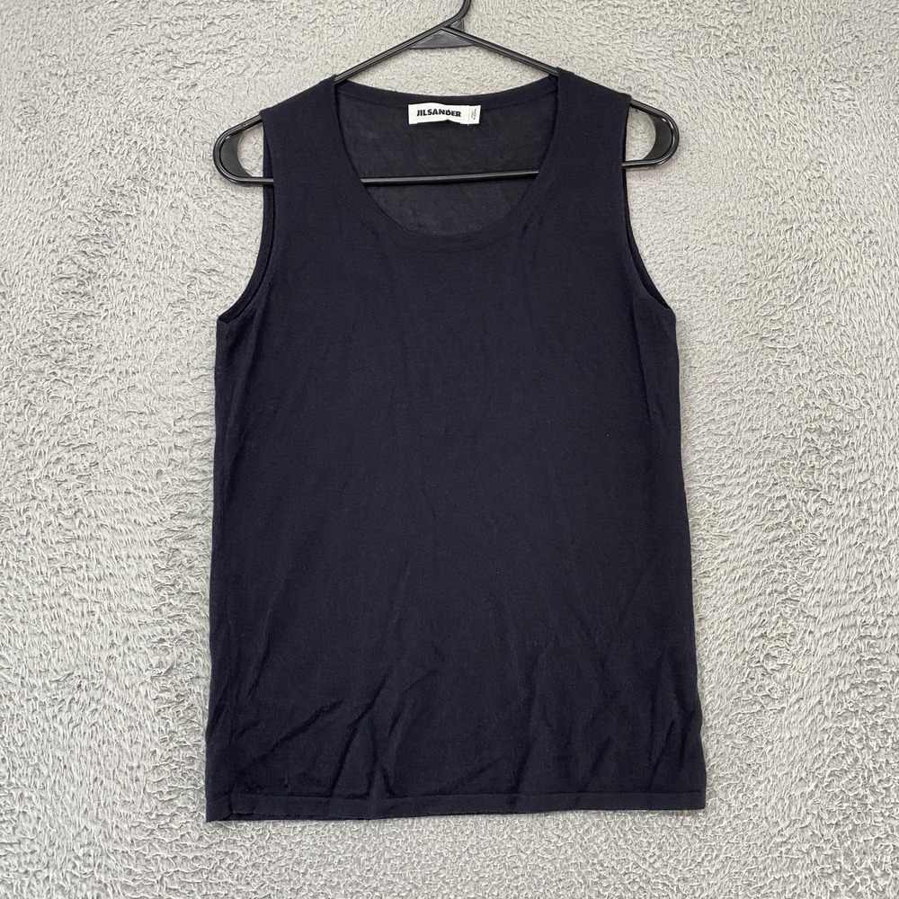 Jil Sander Top Womens M Black Sleeveless Cashmere Quiet Luxury‎ Made In Italy